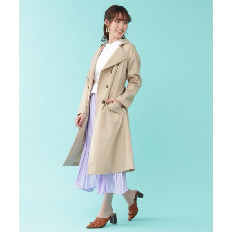 全新吊牌在 JILL by JILLSTUART 連帽2 way 翻領雙排釦風衣 卡其S-細節圖2