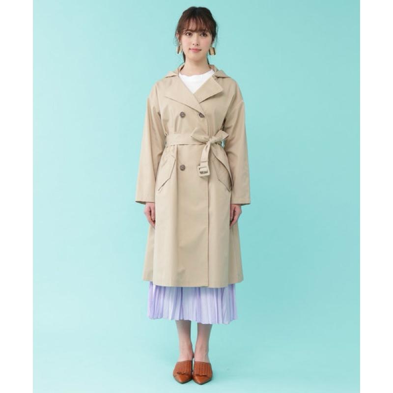 全新吊牌在 JILL by JILLSTUART 連帽2 way 翻領雙排釦風衣 卡其S-細節圖3