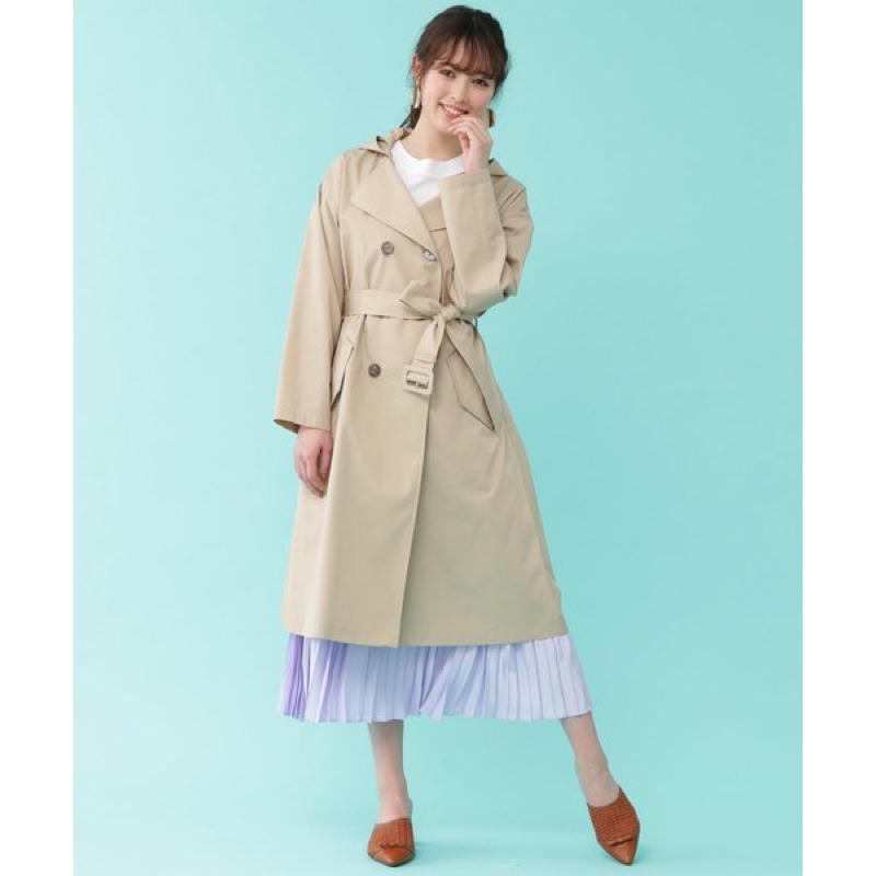 全新吊牌在 JILL by JILLSTUART 連帽2 way 翻領雙排釦風衣 卡其S-細節圖4