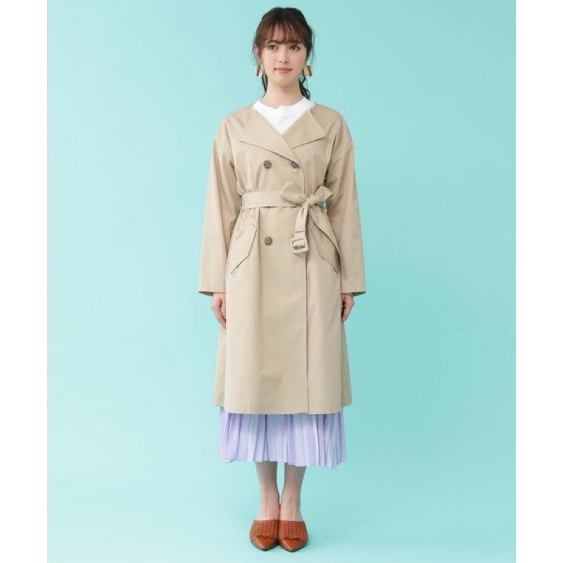 全新吊牌在 JILL by JILLSTUART 連帽2 way 翻領雙排釦風衣 卡其S-細節圖5