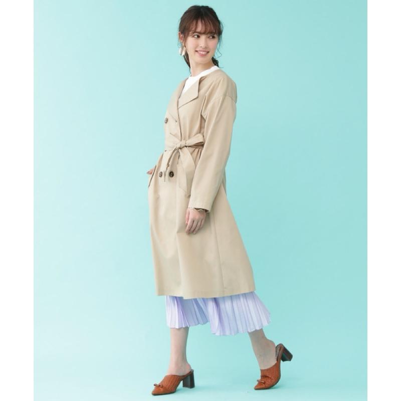 全新吊牌在 JILL by JILLSTUART 連帽2 way 翻領雙排釦風衣 卡其S-細節圖7