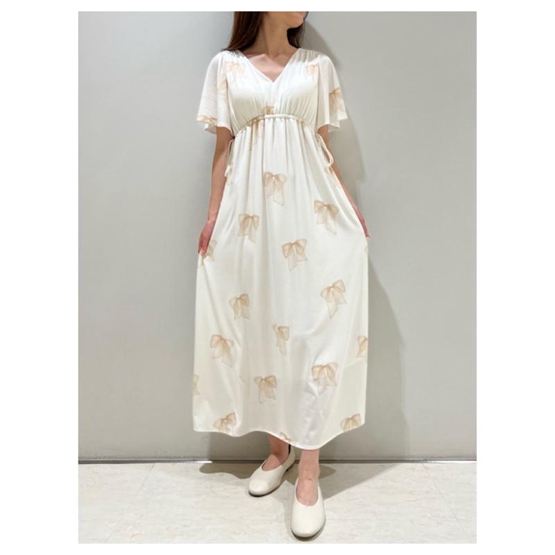 正品全新 Gelato pique 甜美蝴蝶結印花附罩杯短袖親膚柔軟家居服 家居洋裝 睡衣-細節圖2