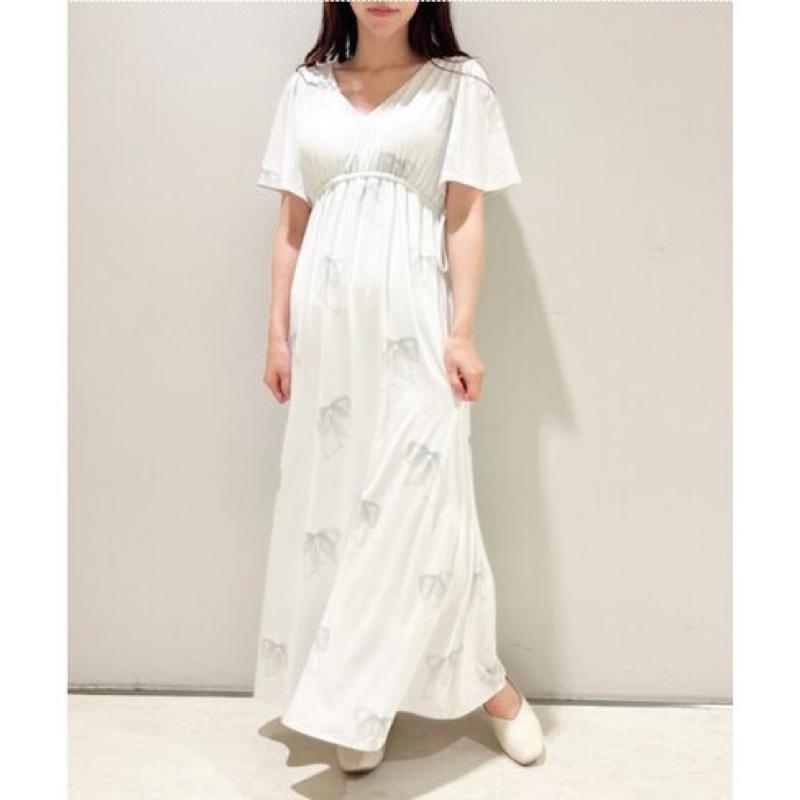 正品全新 Gelato pique 甜美蝴蝶結印花附罩杯短袖親膚柔軟家居服 家居洋裝 睡衣-細節圖4