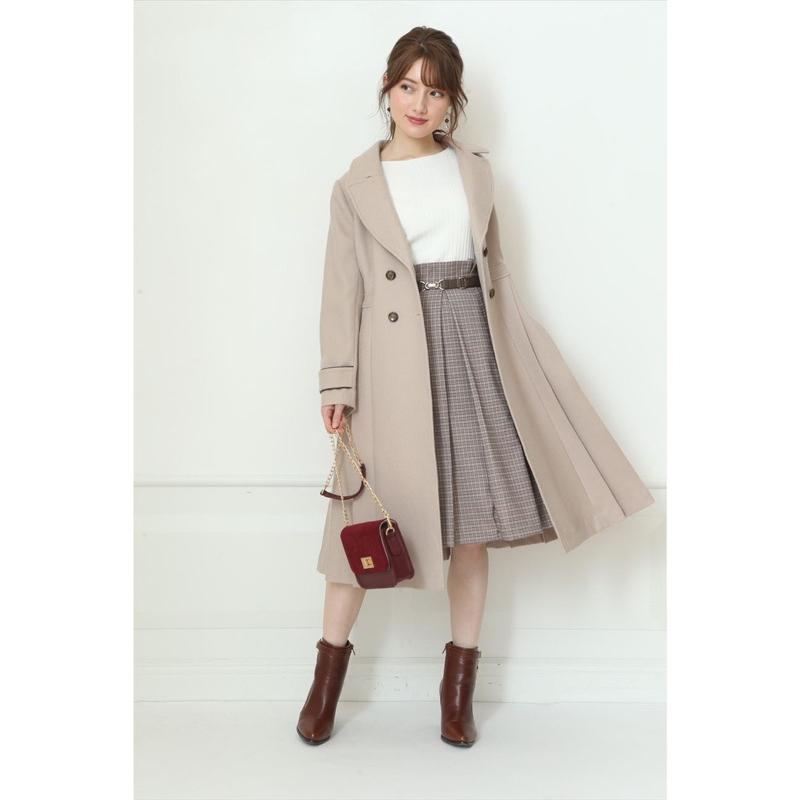 Apuweiser-Riche 三千金 精品優雅翻領側百褶傘擺收腰100%羊毛大衣 淺藍2號-細節圖5