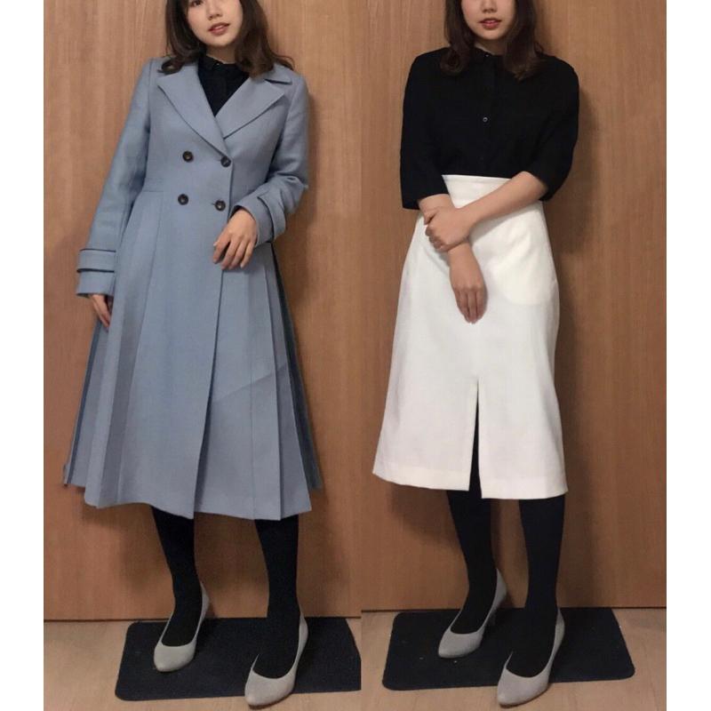 Apuweiser-Riche 三千金 精品優雅翻領側百褶傘擺收腰100%羊毛大衣 淺藍2號-細節圖7