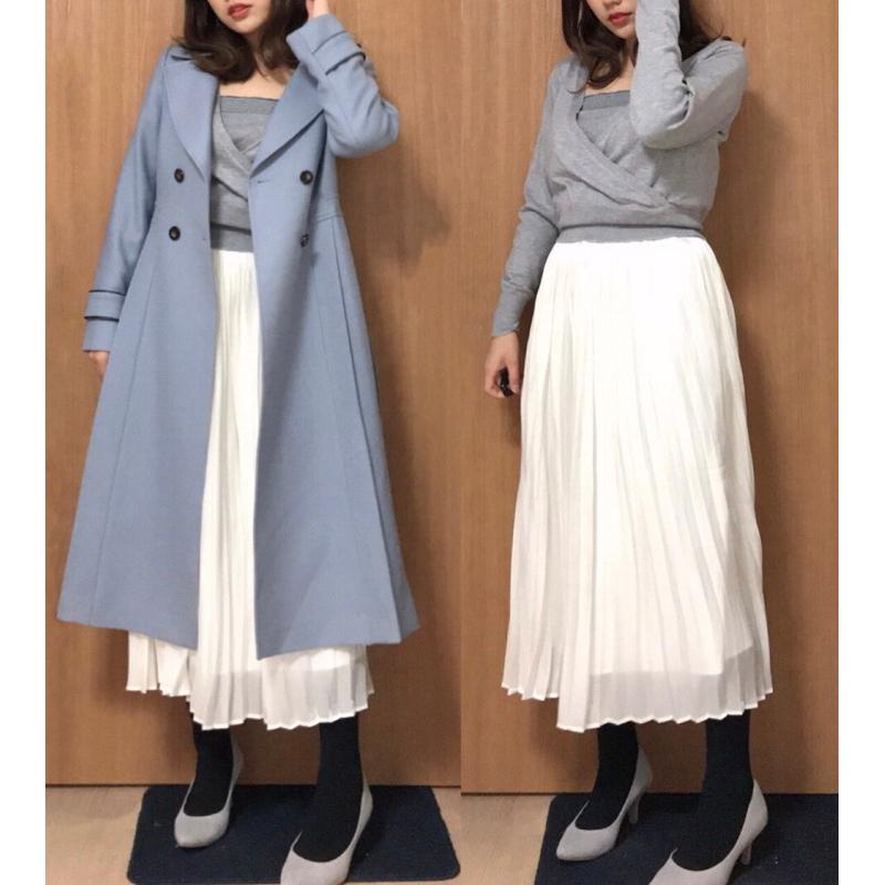 Apuweiser-Riche 三千金 精品優雅翻領側百褶傘擺收腰100%羊毛大衣 淺藍2號-細節圖8