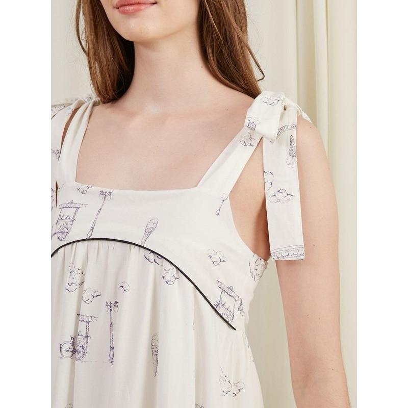 正品全新 Gelato pique 甜美雪糕印花繫帶好感親膚家居服 睡裙 睡衣-細節圖7