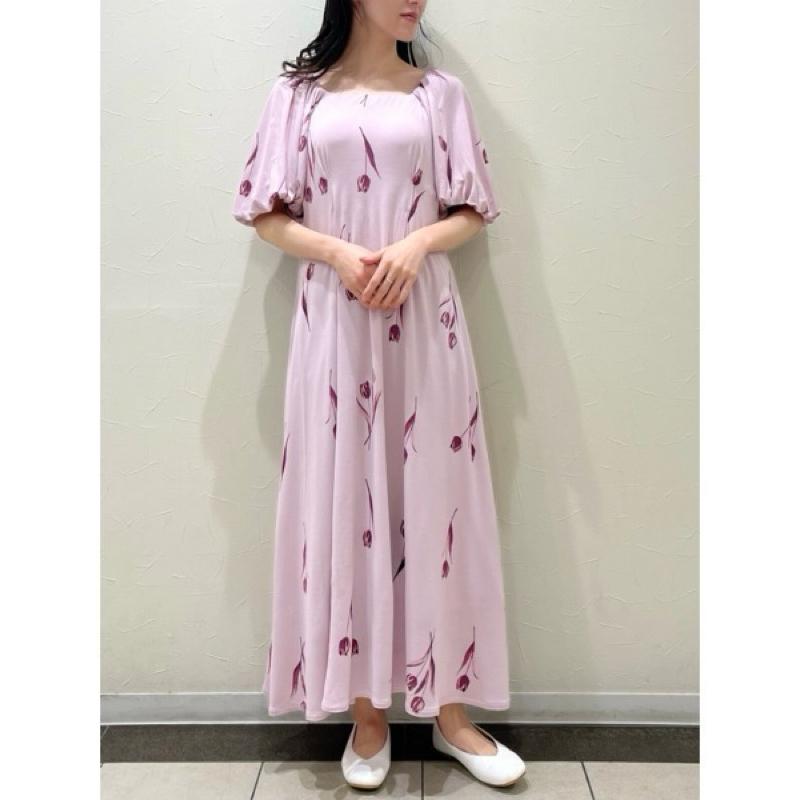 正品全新 Gelato pique 柔美鬱金香印花帶罩杯舒柔睡衣 睡裙 家居服 粉-細節圖3