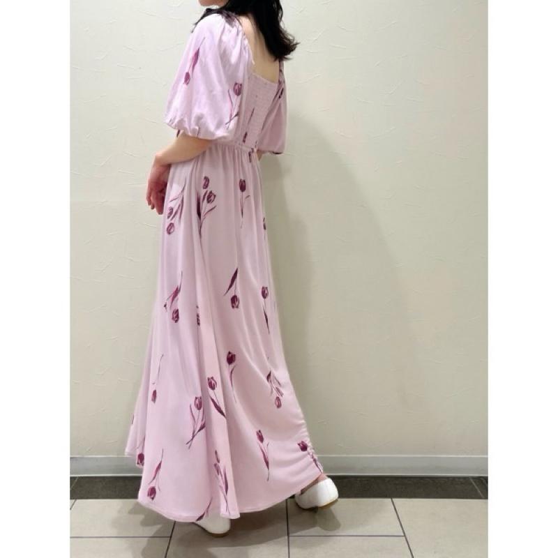 正品全新 Gelato pique 柔美鬱金香印花帶罩杯舒柔睡衣 睡裙 家居服 粉-細節圖4