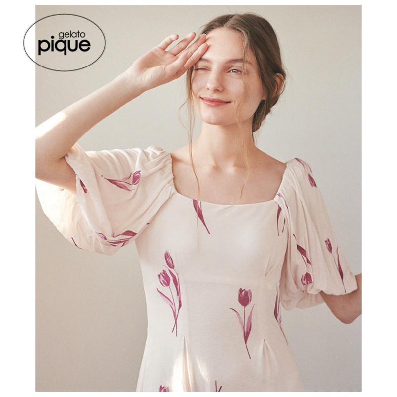 正品全新 Gelato pique 柔美鬱金香印花帶罩杯舒柔睡衣 睡裙 家居服 粉-細節圖6