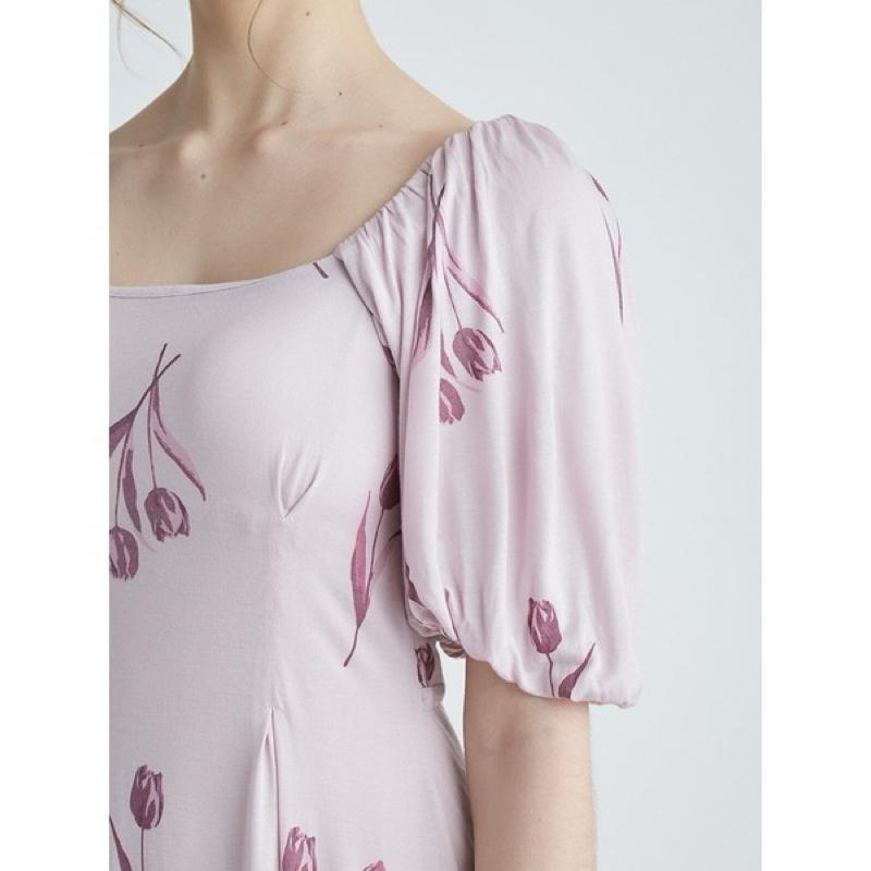 正品全新 Gelato pique 柔美鬱金香印花帶罩杯舒柔睡衣 睡裙 家居服 粉-細節圖8