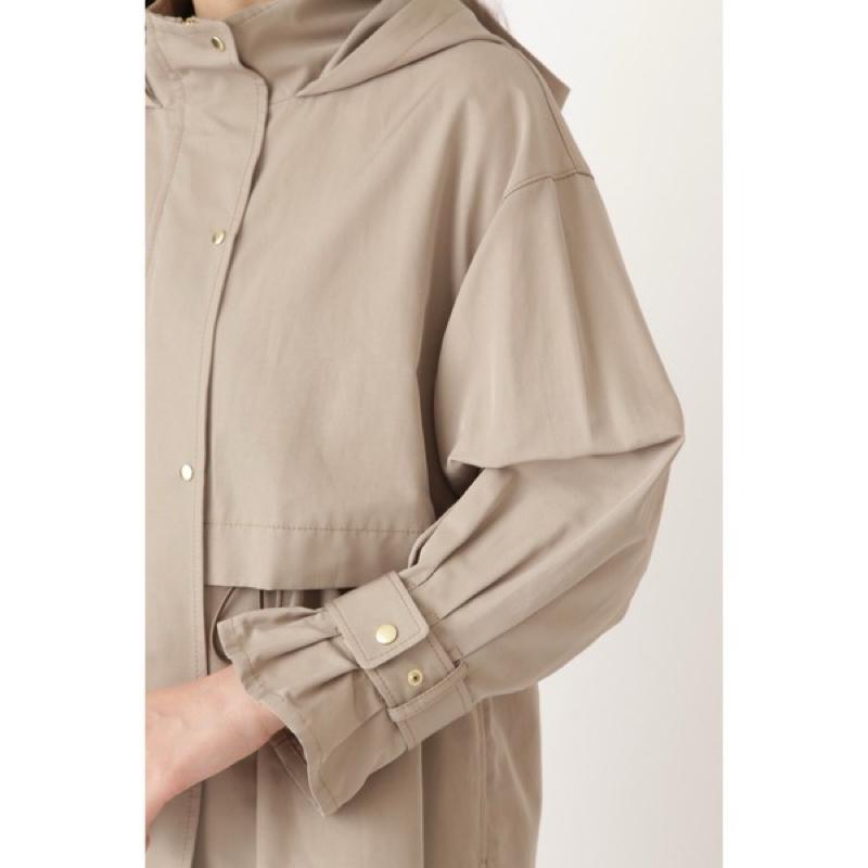 正品全新 Jill STUART 主線 3萬日幣 精品典雅落肩百褶小群擺設計風衣外套 卡其綠S-細節圖8