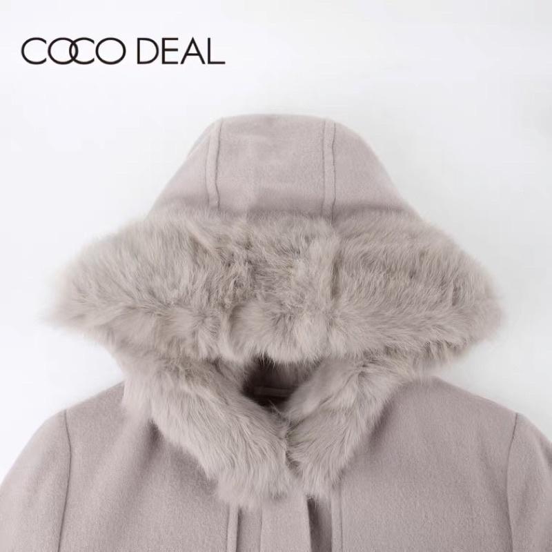正品全新 Cocodeal 小A字兔毛連帽短版89%羊毛大衣 外套 柔粉1號-細節圖6