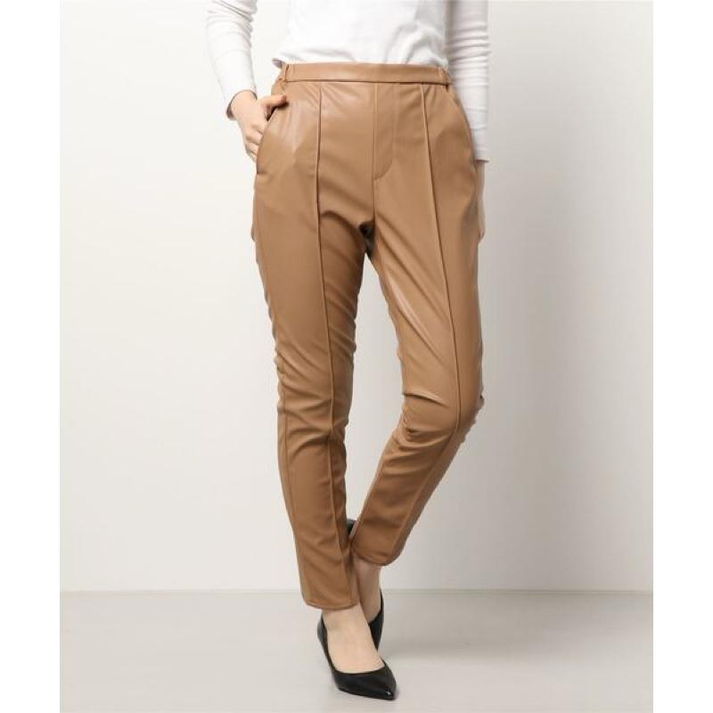 正品全新 Apuweiser-riche 高價副線 Cadune 復古皮革飾線修身長褲 駝38-細節圖4