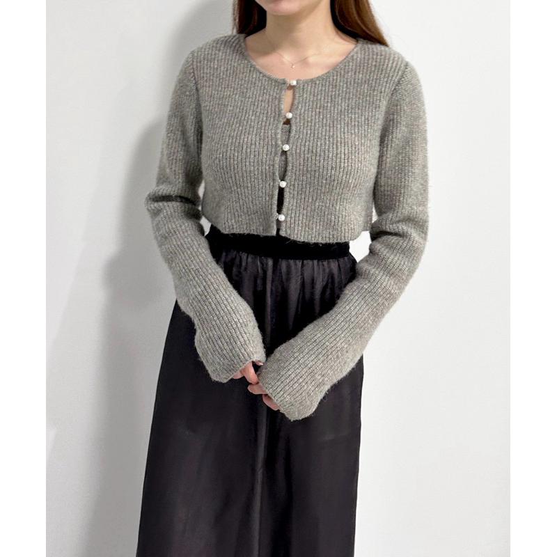 Cocodeal 氣質珍珠釦兩件式修身針織外套 針織衫 灰-細節圖4
