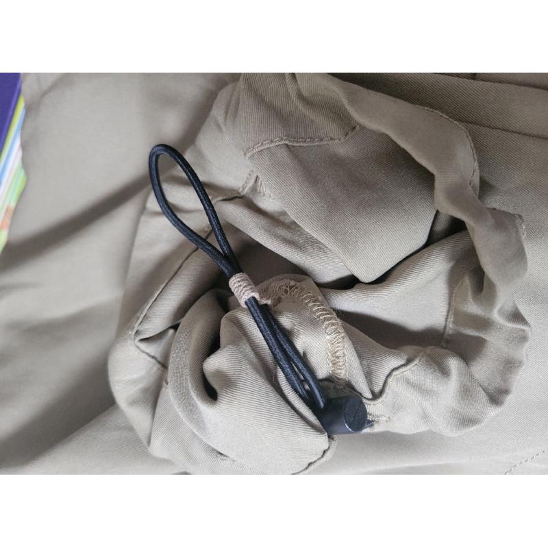 正品全新 Cocodeal 休閒高腰抽繩縮口工裝褲 卡其1號-細節圖5