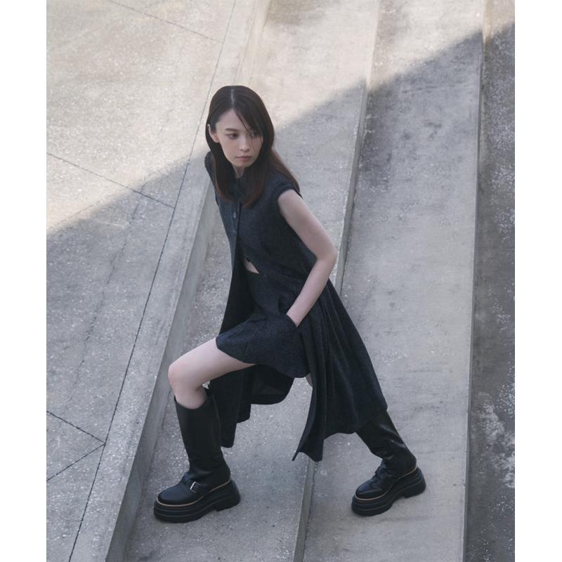 全新吊牌在 Cocodeal 24秋冬 復古混毛呢小百褶短褲裙 咖啡1號 74516106-細節圖5