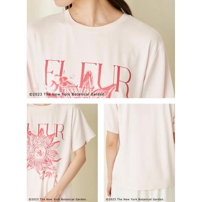 Snidel Home 紐約植物園聯名 花卉印花舒柔親膚家居短袖T 睡衣 居家服 粉 SHCT232059-細節圖6