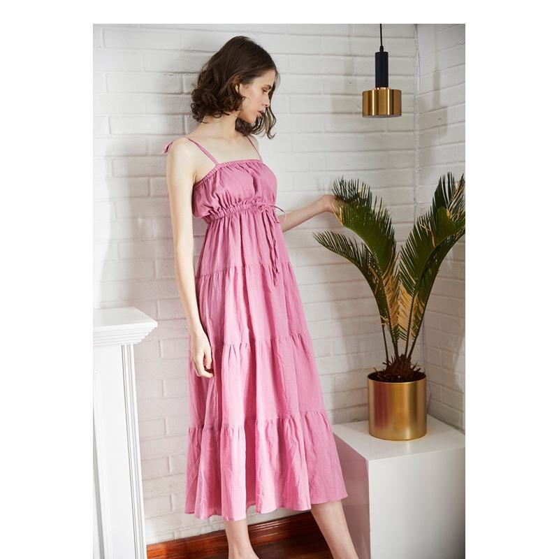 Gelato pique 浪漫細肩帶親膚純棉蛋糕層次傘擺睡裙 睡衣 家居服 蜜桃粉-細節圖4