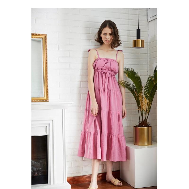 Gelato pique 浪漫細肩帶親膚純棉蛋糕層次傘擺睡裙 睡衣 家居服 蜜桃粉-細節圖5