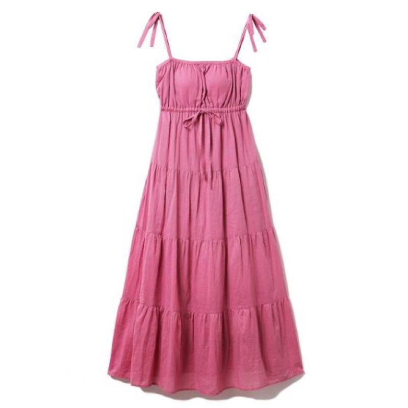 Gelato pique 浪漫細肩帶親膚純棉蛋糕層次傘擺睡裙 睡衣 家居服 蜜桃粉-細節圖7