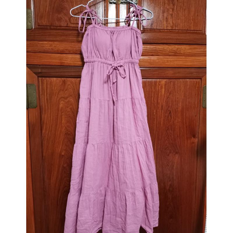 Gelato pique 浪漫細肩帶親膚純棉蛋糕層次傘擺睡裙 睡衣 家居服 蜜桃粉-細節圖8