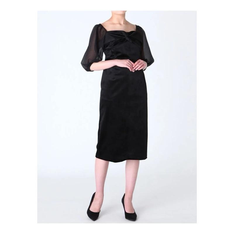 全新吊牌在 Lagunamoon Lady 典雅絲絨感挖背澎袖洋裝 禮服 黑S-細節圖2