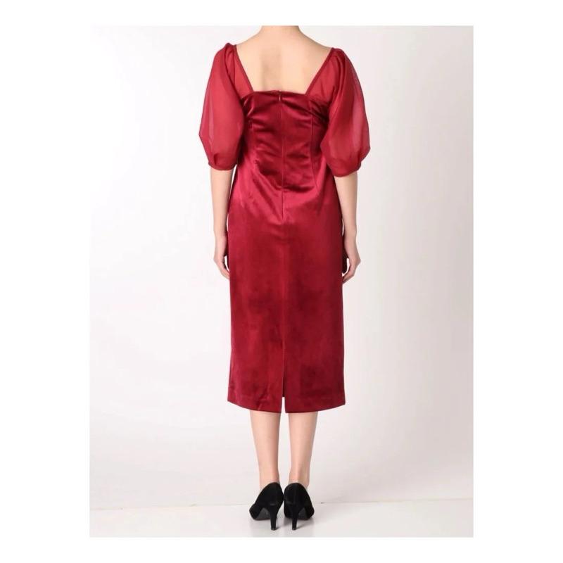 全新吊牌在 Lagunamoon Lady 典雅絲絨感挖背澎袖洋裝 禮服 黑S-細節圖4