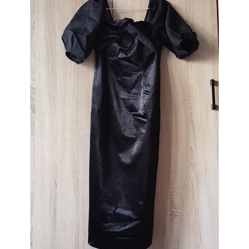 全新吊牌在 Lagunamoon Lady 典雅絲絨感挖背澎袖洋裝 禮服 黑S-細節圖5