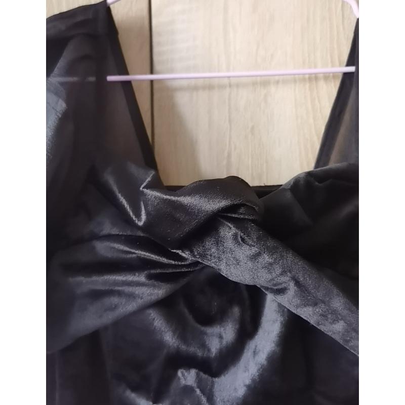 全新吊牌在 Lagunamoon Lady 典雅絲絨感挖背澎袖洋裝 禮服 黑S-細節圖6