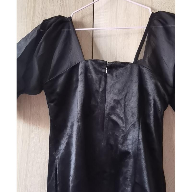 全新吊牌在 Lagunamoon Lady 典雅絲絨感挖背澎袖洋裝 禮服 黑S-細節圖8