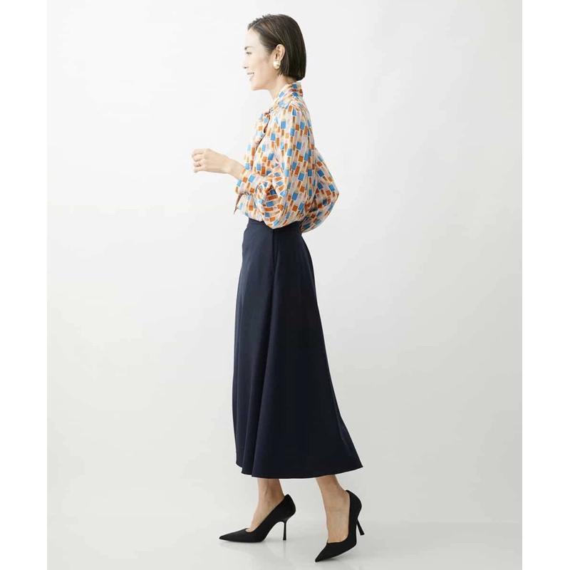 Michel Klein 日本線 6萬日幣 精品口紅印花蝴蝶結繫帶襯衫通勤套裝 洋裝  38號-細節圖4