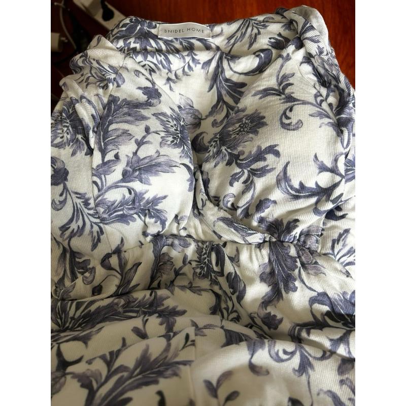 正品全新 Snidel home 典雅印花荷葉無袖舒柔附罩杯睡裙 睡衣 居家服 藍-細節圖9