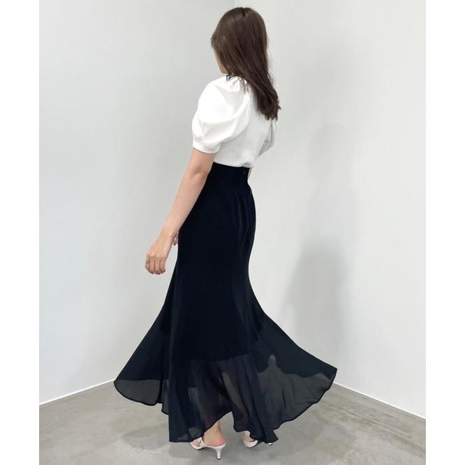 Lillian Carat (Cocodeal 副牌）異素材拼接魚尾長裙 米杏 黑-細節圖7