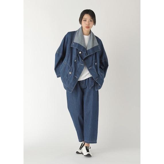 ZUCCa 精品設計感雙排釦不規則大翻領口牛仔單寧風衣 外套-細節圖6