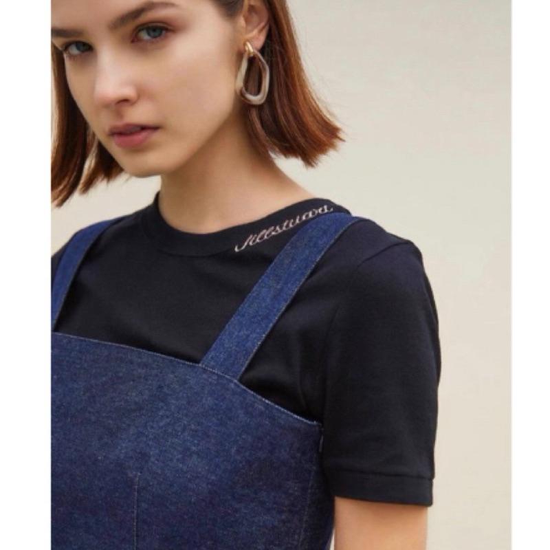 JILL STUART 日本主線 精緻刺繡下擺後馬甲繫帶牛仔背帶無袖直筒洋裝 2號-細節圖2