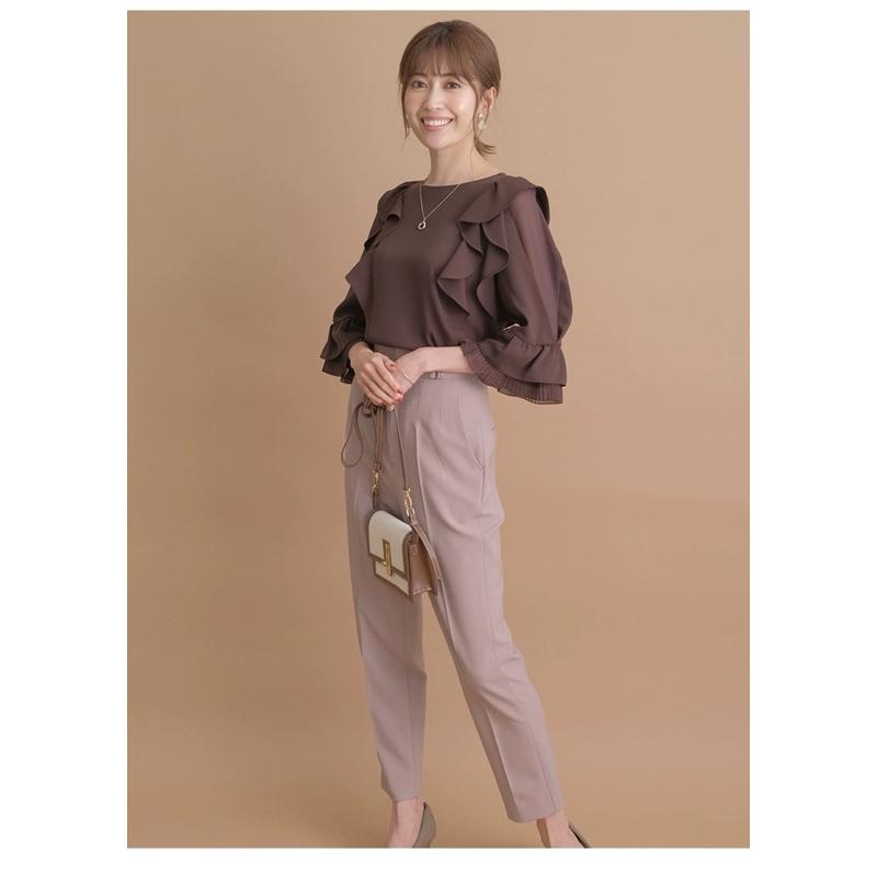 Apuweiser-riche 三千金修身壓縫西裝褲 玫瑰粉2號-細節圖4