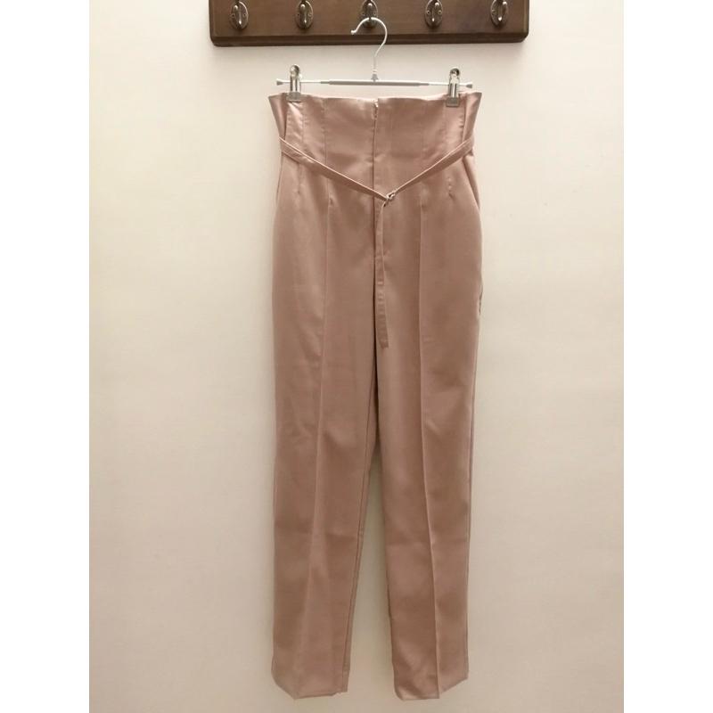 Apuweiser-riche 三千金修身壓縫西裝褲 玫瑰粉2號-細節圖7