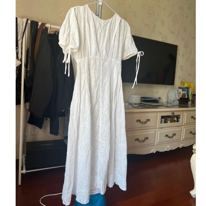 Snidel 精美雕花蕾絲褶飾洋裝 禮服 婚禮 純白1號 SWFO202033-細節圖8