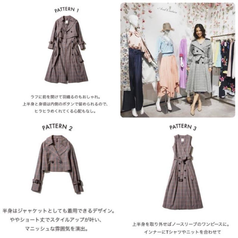 正品全新 And Couture 經典三穿三件式格紋雙排釦翻領風衣外套 38號-細節圖6