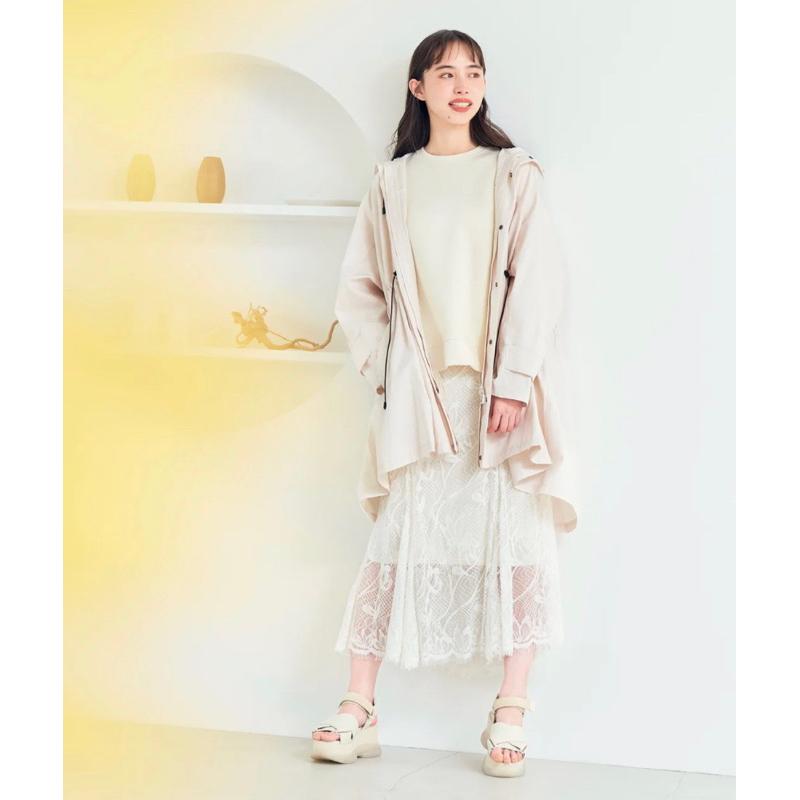 全新吊牌在 Cocodeal 休閒優雅腰抽繩連帽長風衣外套 夾克 白2號-細節圖5