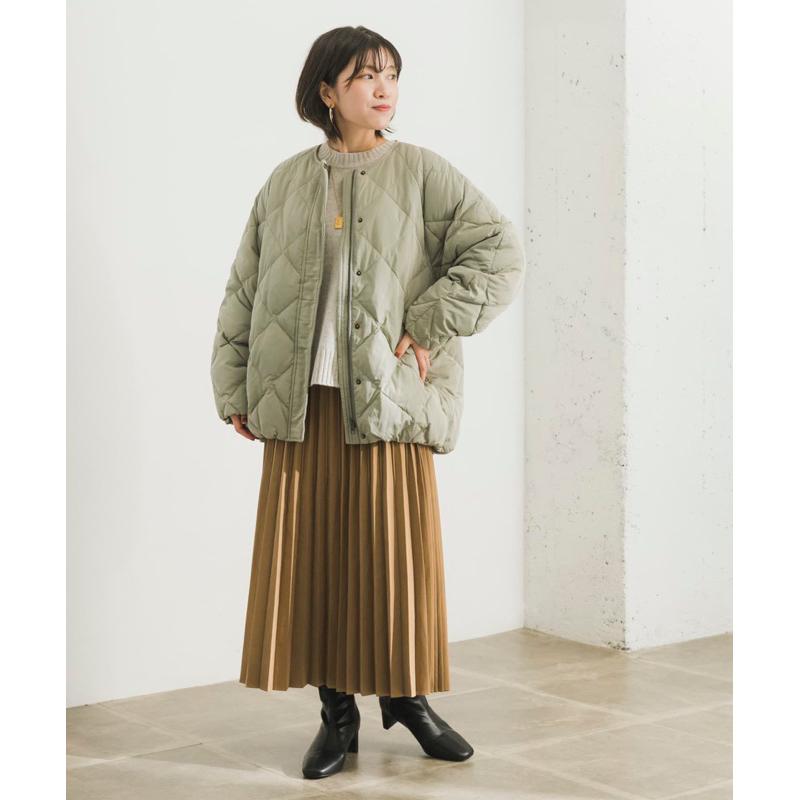 Urban Research 短版繭型格子絎縫羽絨外套 薄荷綠-細節圖2