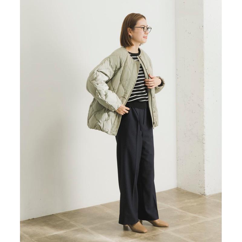 Urban Research 短版繭型格子絎縫羽絨外套 薄荷綠-細節圖3
