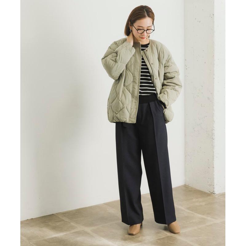 Urban Research 短版繭型格子絎縫羽絨外套 薄荷綠-細節圖4