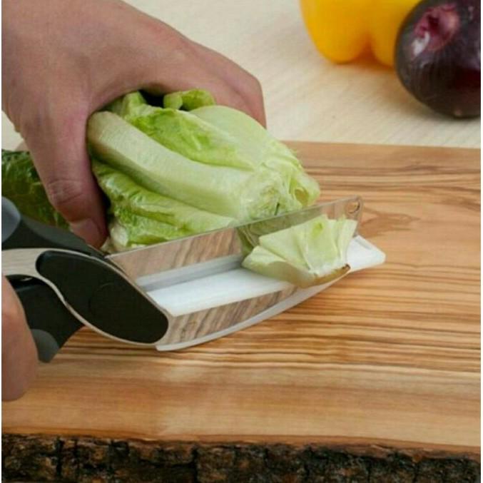 卡簧版 彈簧版 多功能切菜蔬菜剪刀Clever Cutter 刀具砧板二合一 蔬菜 食物剪刀-細節圖7