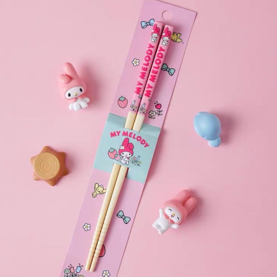 吃飯皇帝大｜正版三麗鷗竹製筷子-細節圖4