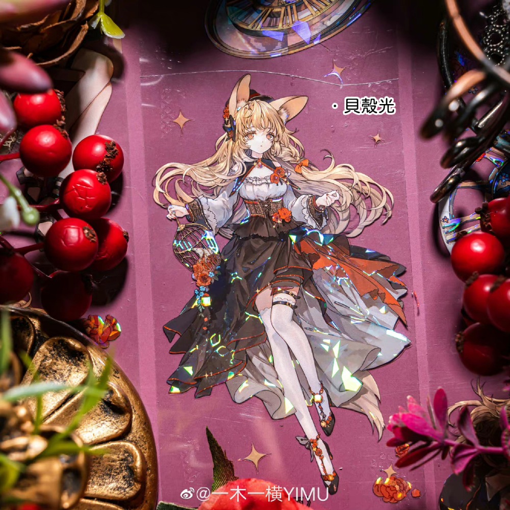 T92fu｜分裝｜一木一橫｜赤狐煙雨｜PET｜貝殼光｜人物｜墨魚太太｜紙膠帶分裝｜手帳素材｜咕卡｜現貨-細節圖4