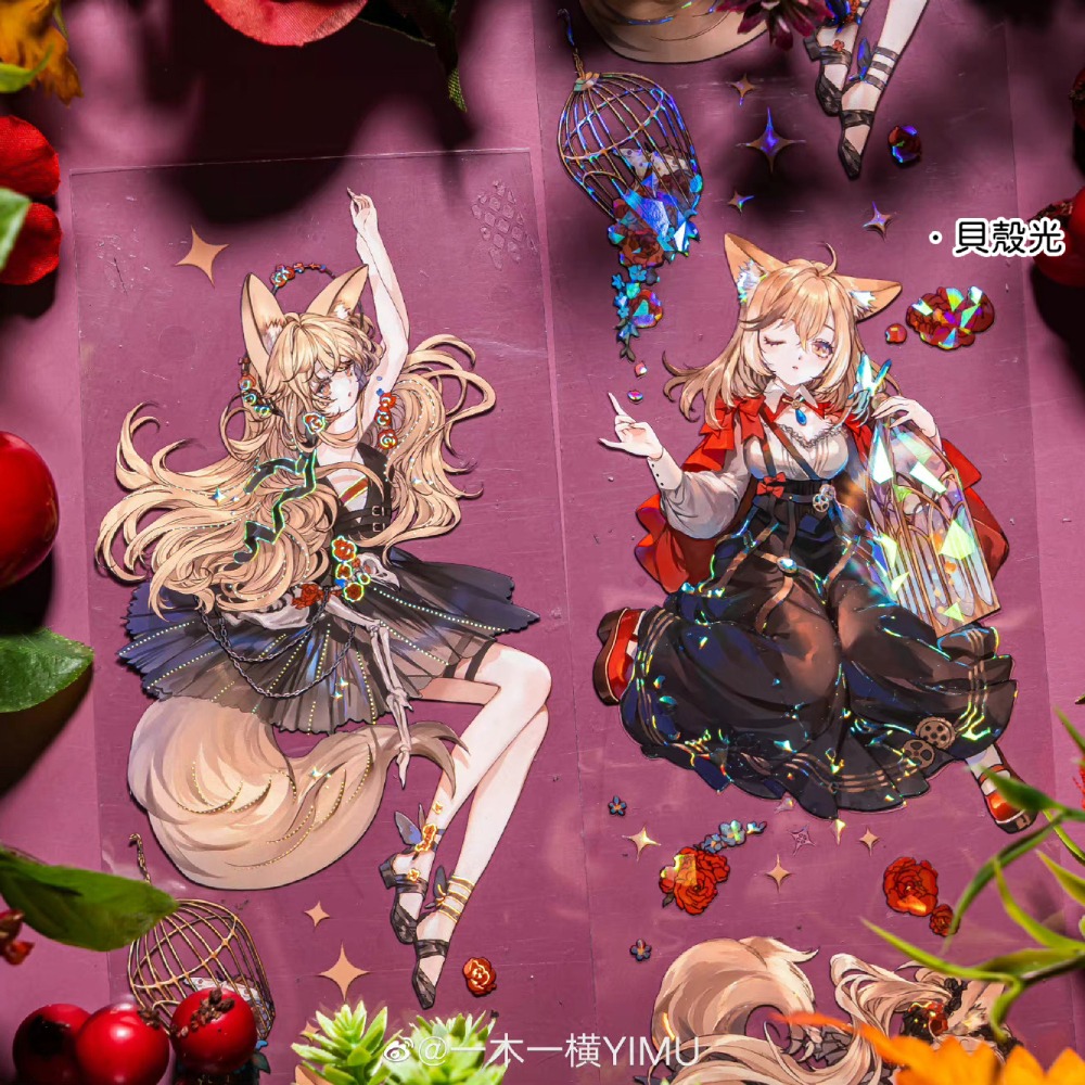 T92fu｜分裝｜一木一橫｜赤狐煙雨｜PET｜貝殼光｜人物｜墨魚太太｜紙膠帶分裝｜手帳素材｜咕卡｜現貨-細節圖6