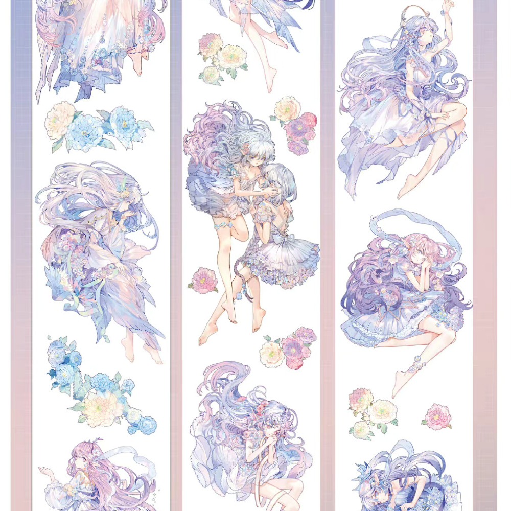 T92fu｜分裝｜一木一橫｜瑩瑩朝露｜PET｜貝殼光｜人物｜墨魚太太｜紙膠帶分裝｜手帳素材｜咕卡｜現貨-細節圖2