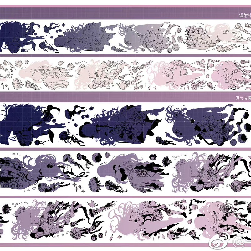 T92fu｜分裝｜一木一橫｜黎明與海的脈息｜PET｜貝殼光｜人物｜墨魚太太｜紙膠帶分裝｜手帳素材｜咕卡｜現貨-細節圖3
